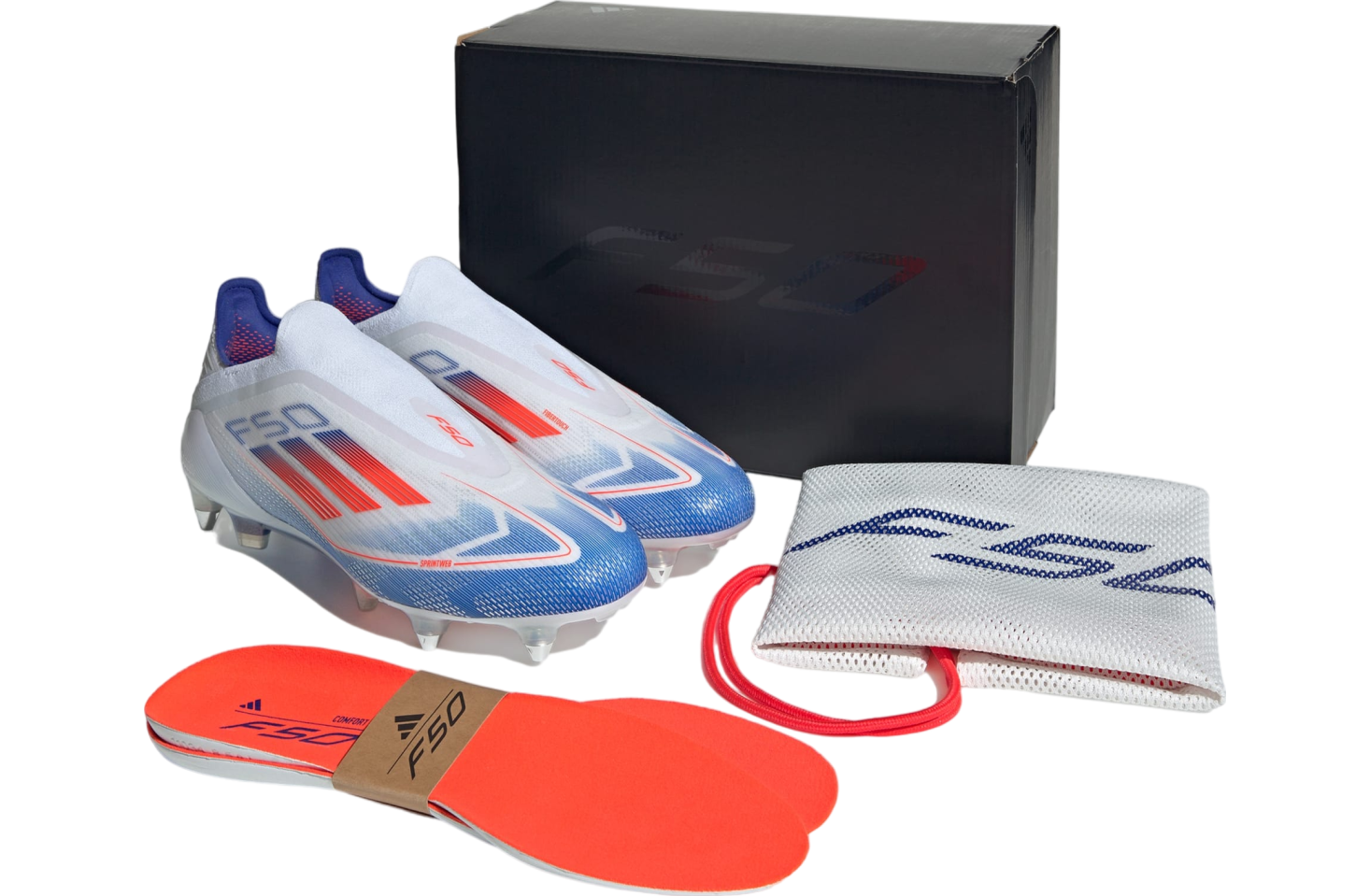 Adidas F50 Elite Laceless SG WMNS Cloud White / Solar Red 