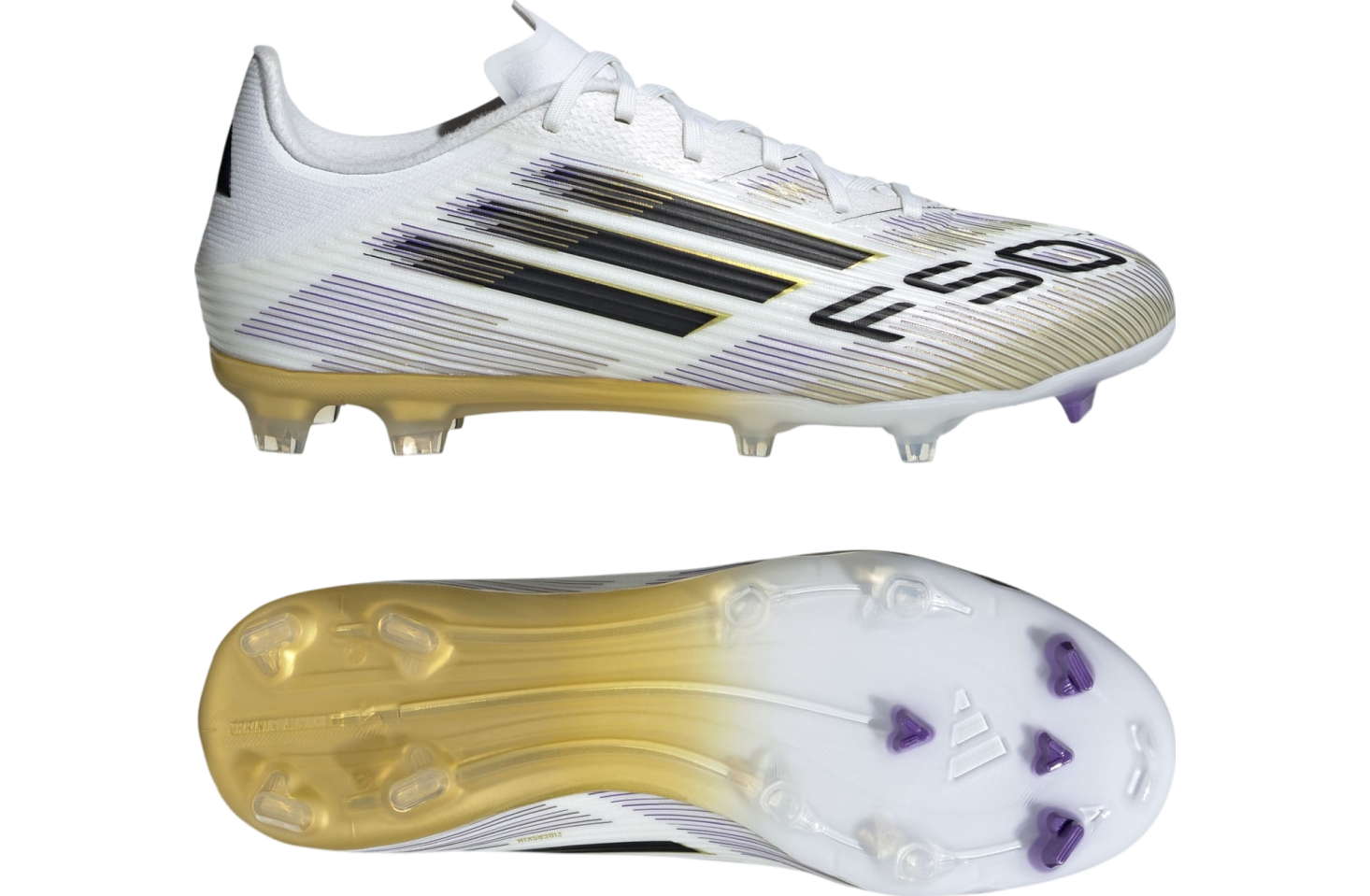 Adidas F50 League FG/MG Cloud White / Core Black / Gold Metallic