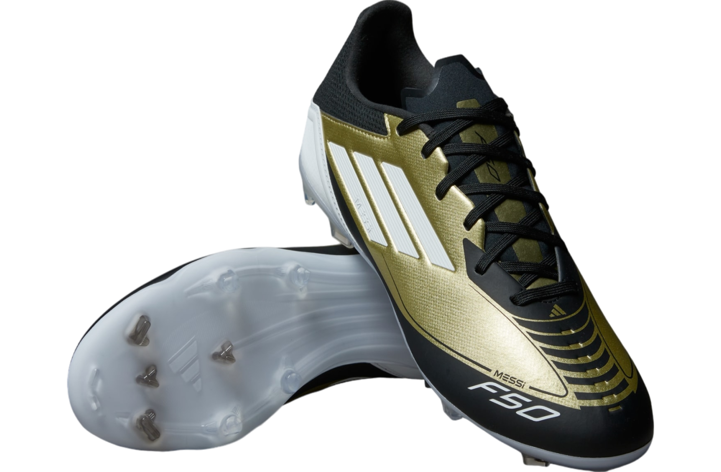 Adidas F50 League Messi FG/MG soccer Gold Metallic / Cloud White