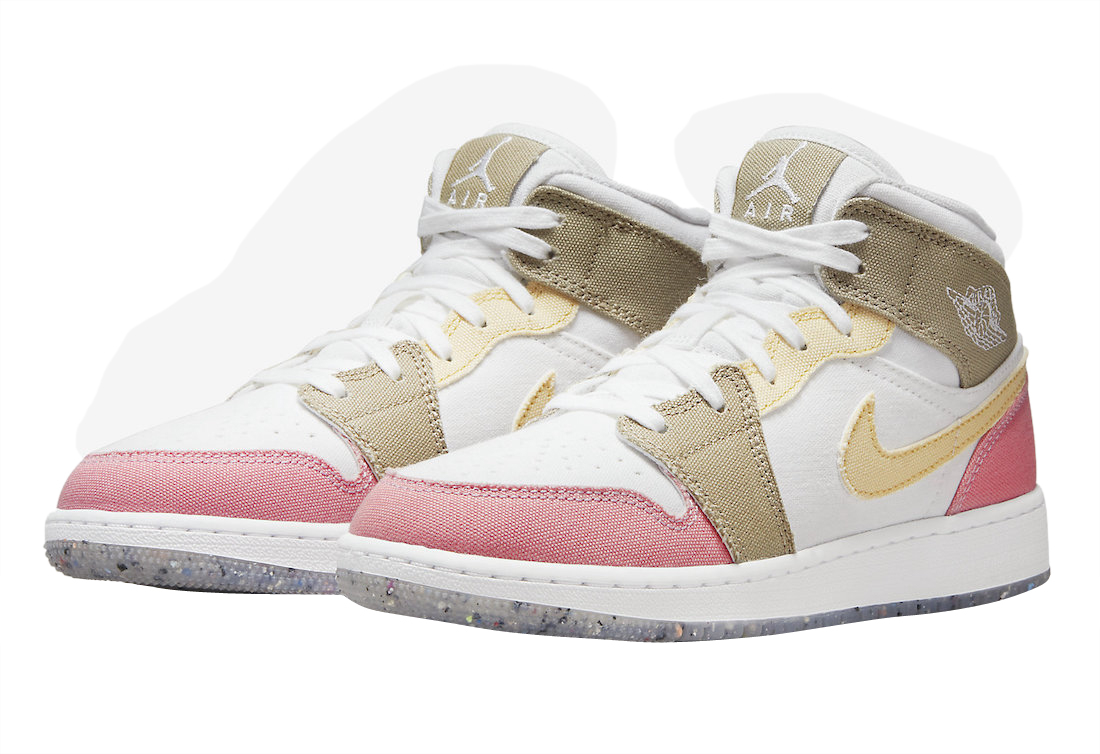 Air Jordan 1 Mid GS White Pink Tan | Kixify