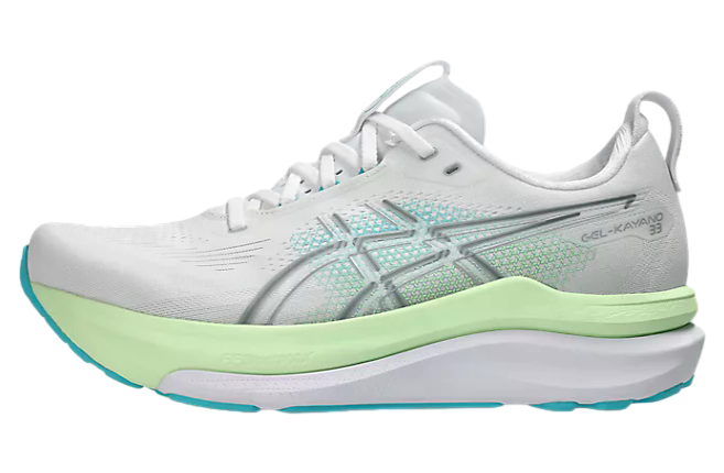 Asics Gel-Kayano 33 Extra Wide White / Energy Aqua | KicksOnFire