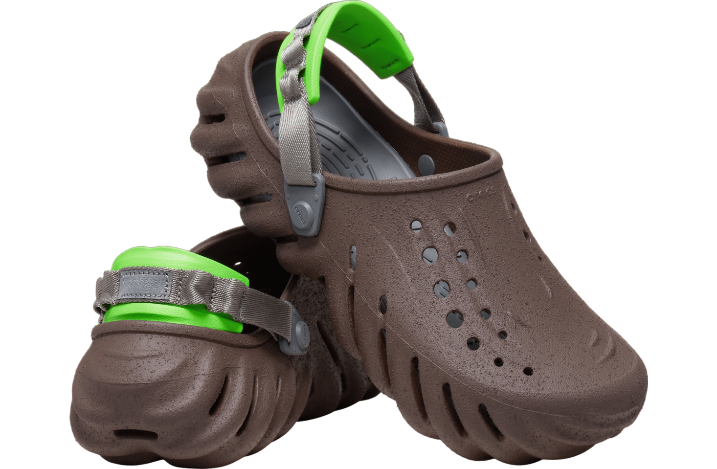 Crocs New Brown Foam Echo Sandstorm Clog with Neon Green Strap Crocs Green Echo Storm Sandstorm Slip-on Loafers Crocs main image 4