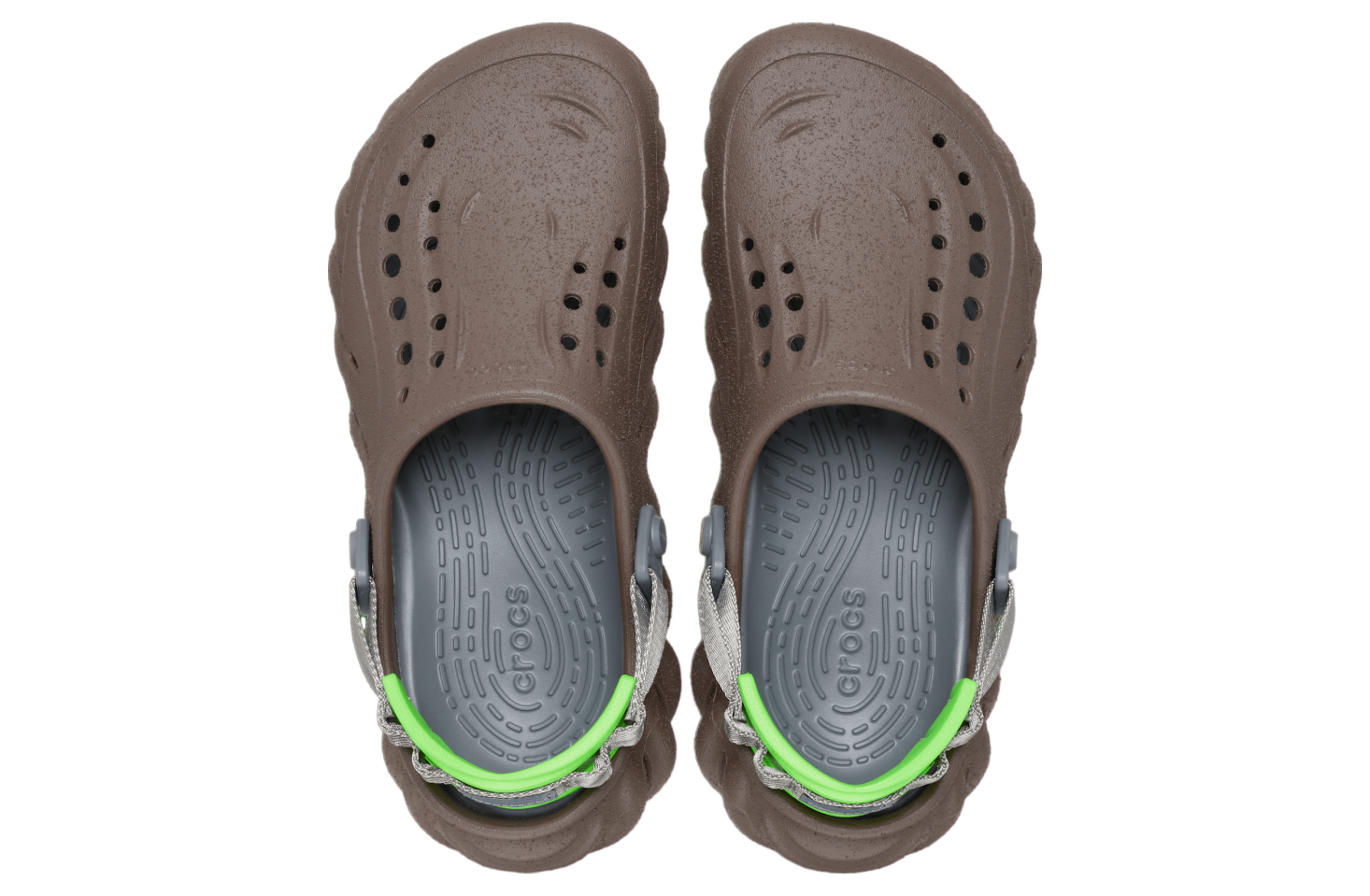 Crocs New Brown Foam Echo Sandstorm Clog with Neon Green Strap Crocs Green Echo Storm Sandstorm Slip-on Loafers Crocs main image 2