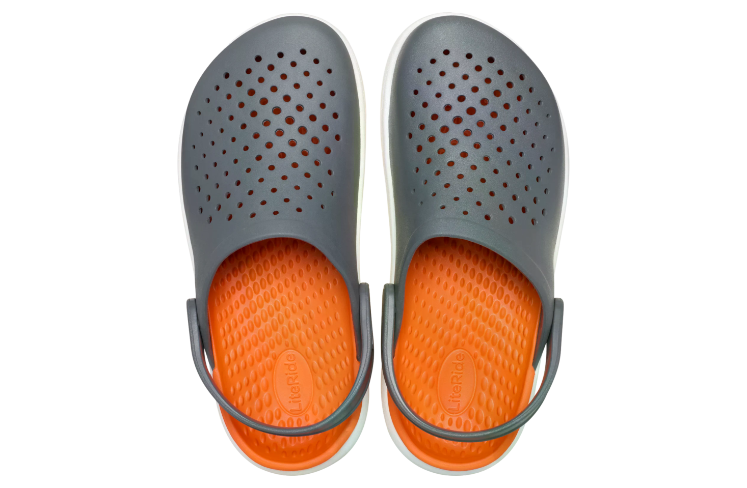 CROCS Men’s InMotion LiteRide Gray and Orange Clog Sandals Size 7 Crocs InMotion LiteRide Clog Fog Men main image 4