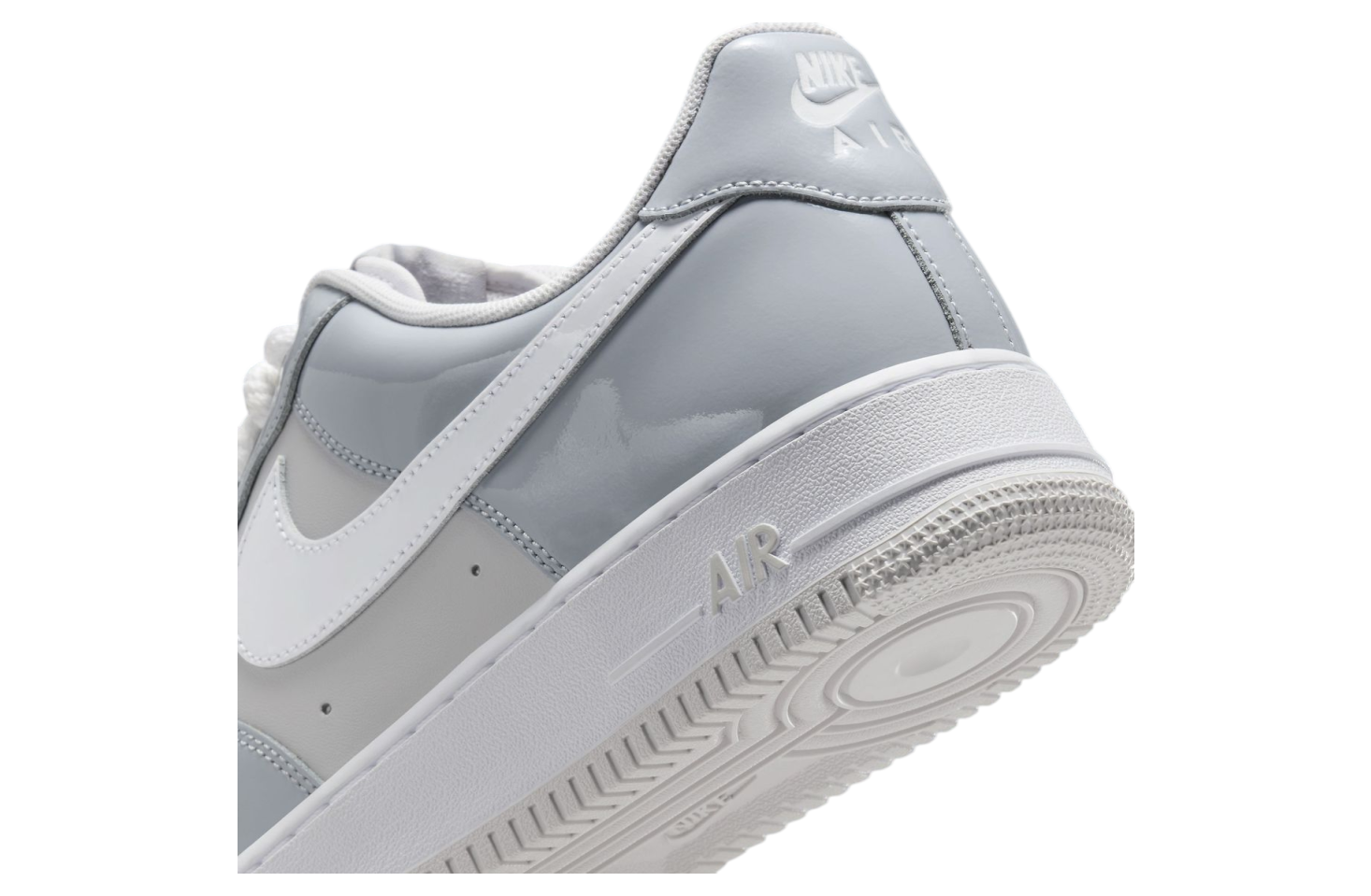 Nike Air Force 1 Low Patent Leather Wolf Grey / Vast Grey - Oct 