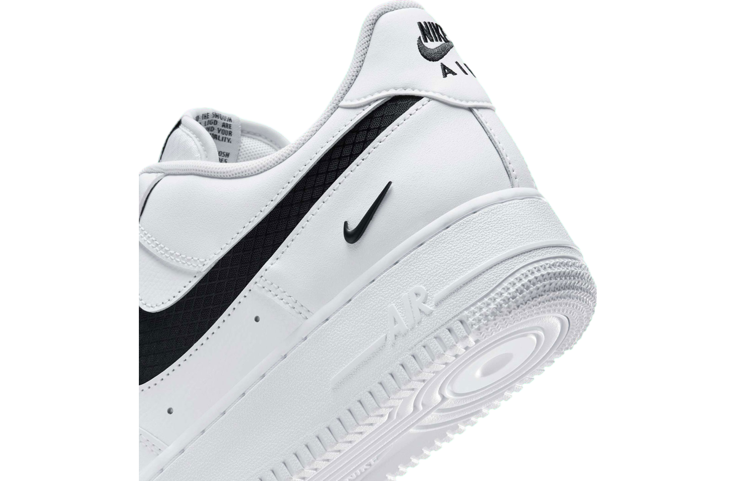 Nike Air Force 1 Low White / Black Nylon Swoosh - Jul 2025 