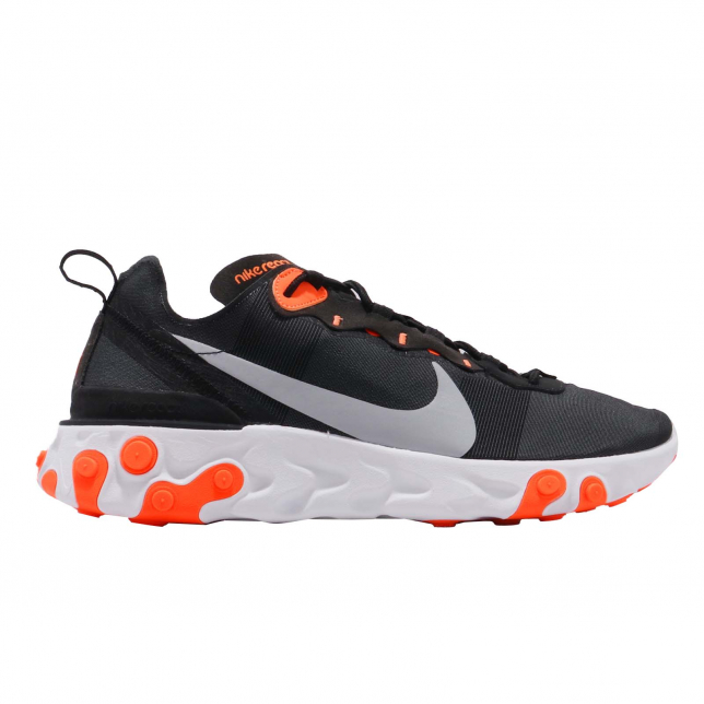 Nike React Element 55 Black Wolf Grey Total Orange