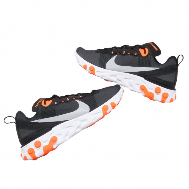 Nike React Element 55 Black Wolf Grey Total Orange