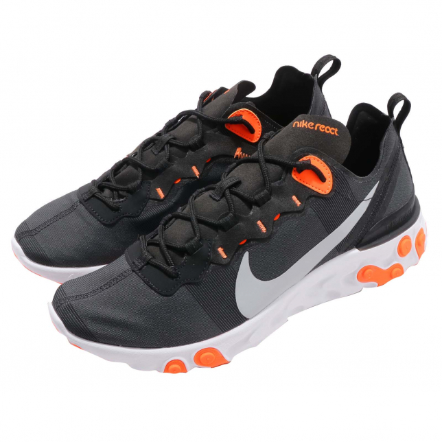 Nike React Element 55 Black Wolf Grey Total Orange