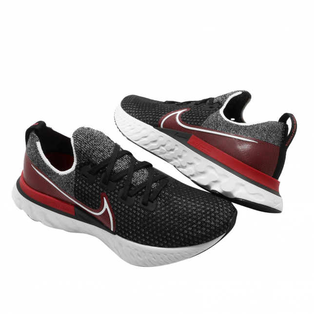 Nike React Infinity Run Flyknit Black White University Red