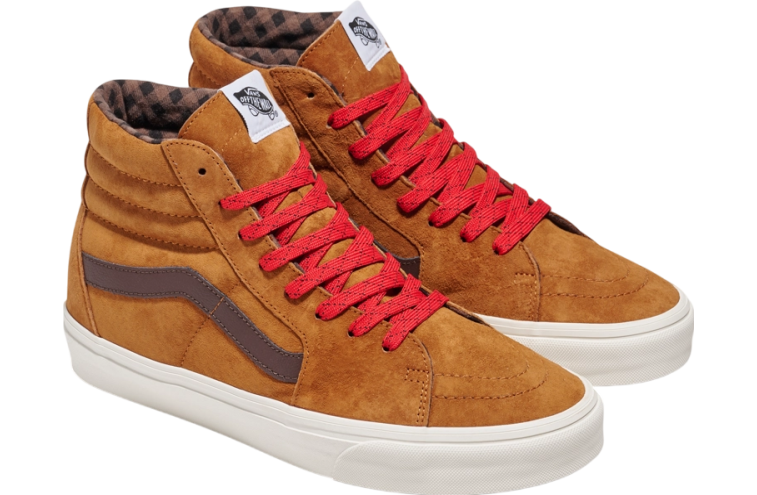 Vans Sk8-Hi Pig Suede Plaid Glazed Ginger Brown - Oct 2024  display picture 3