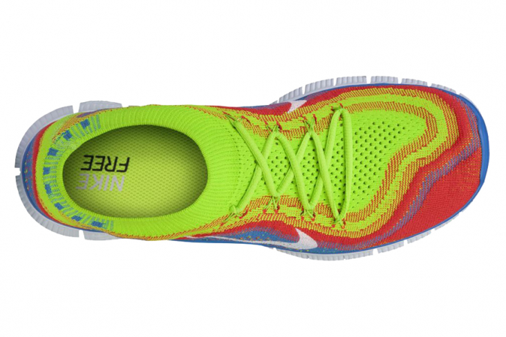 Nike Free Flyknit+ - Electric Green / White - Bright Crimson  display picture 1