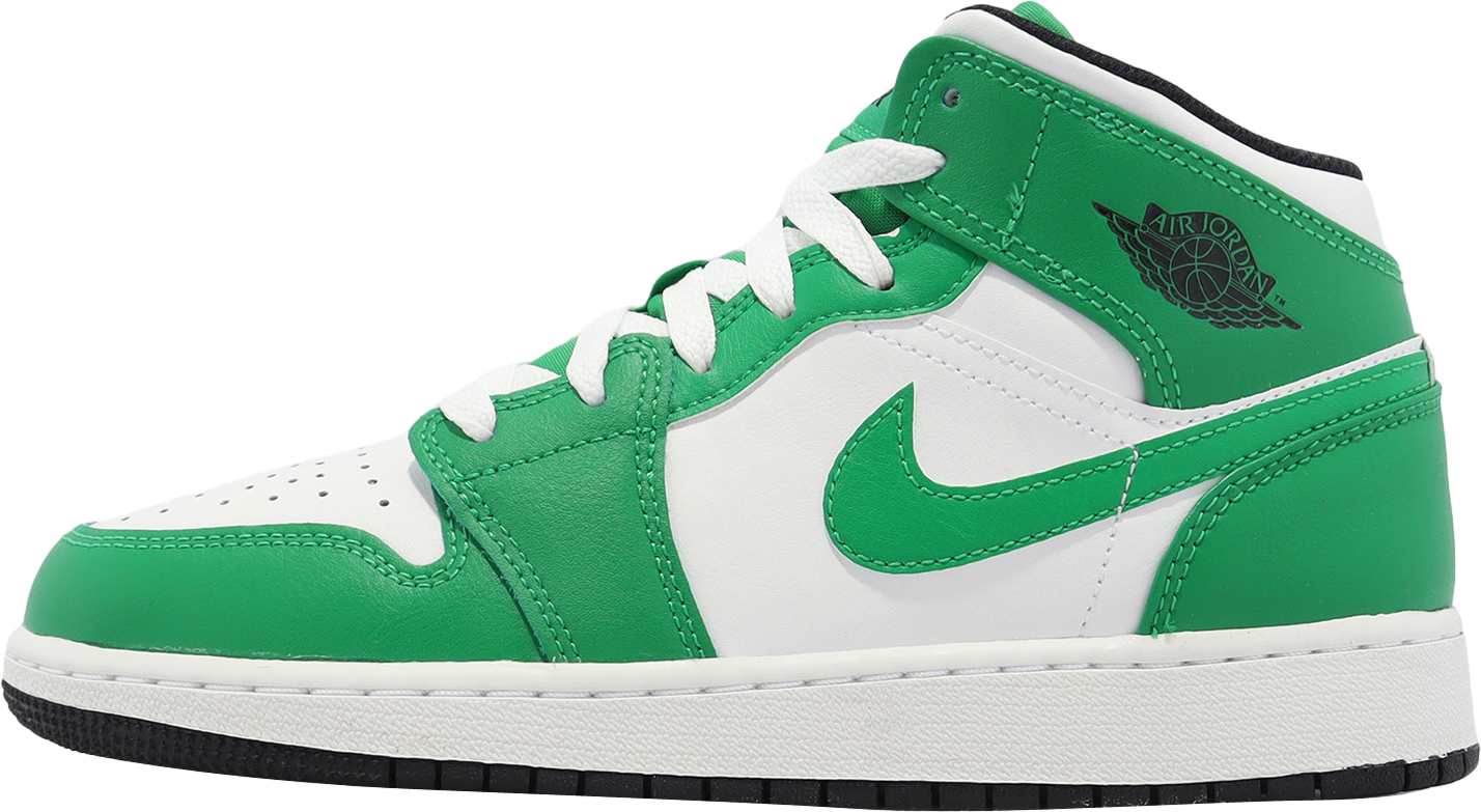 Air Jordan 1 Mid GS White / Black / Green Glow - Mar 2024 