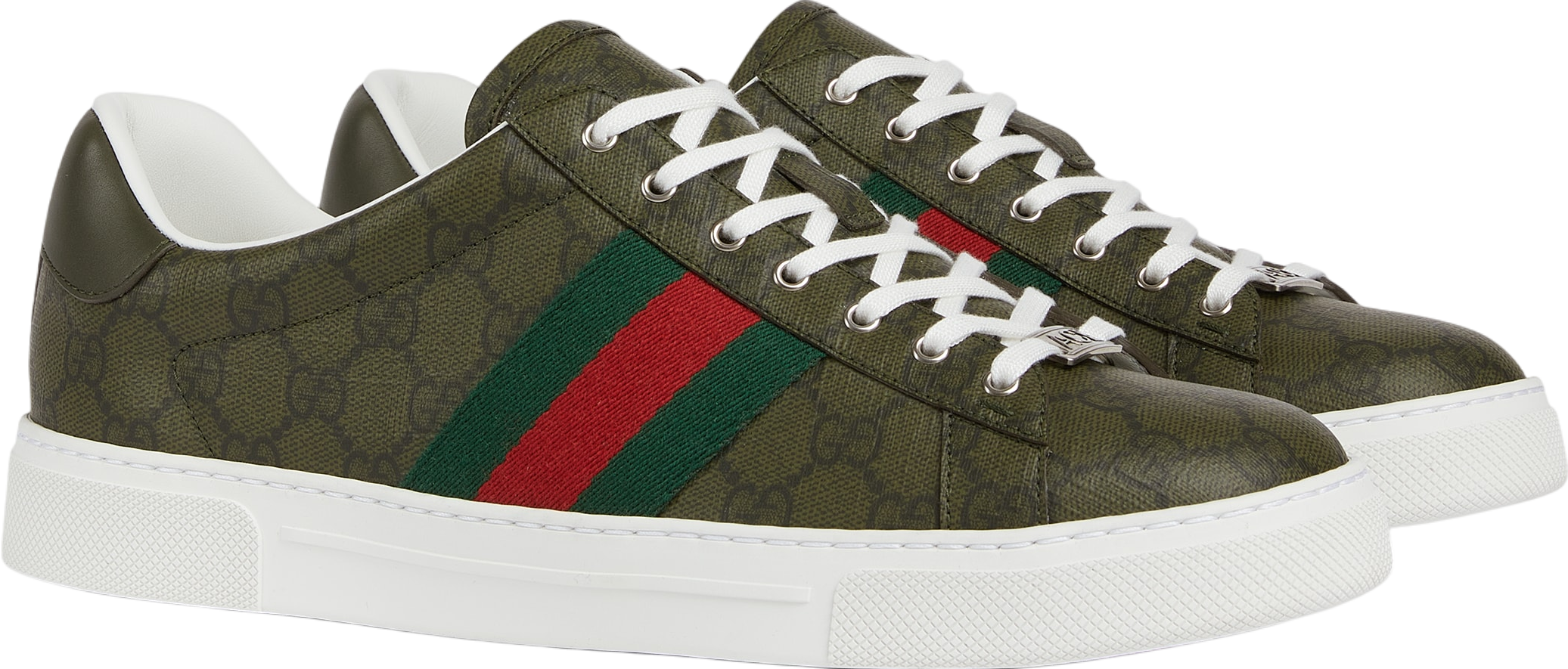 Gucci Ace With Web Dark Green Gg Supreme | KicksOnFire