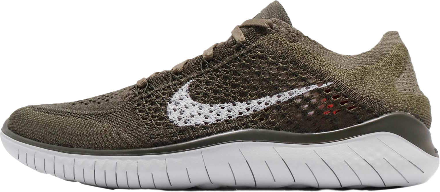 Nike Free RN 2018 Shoes Mens 7 Cargo Khaki Running Athletic Barefoot Gym Sneaker Nike Mens Free RN Flyknit Cargo Khaki/Pure Platinum/Med  main image 2