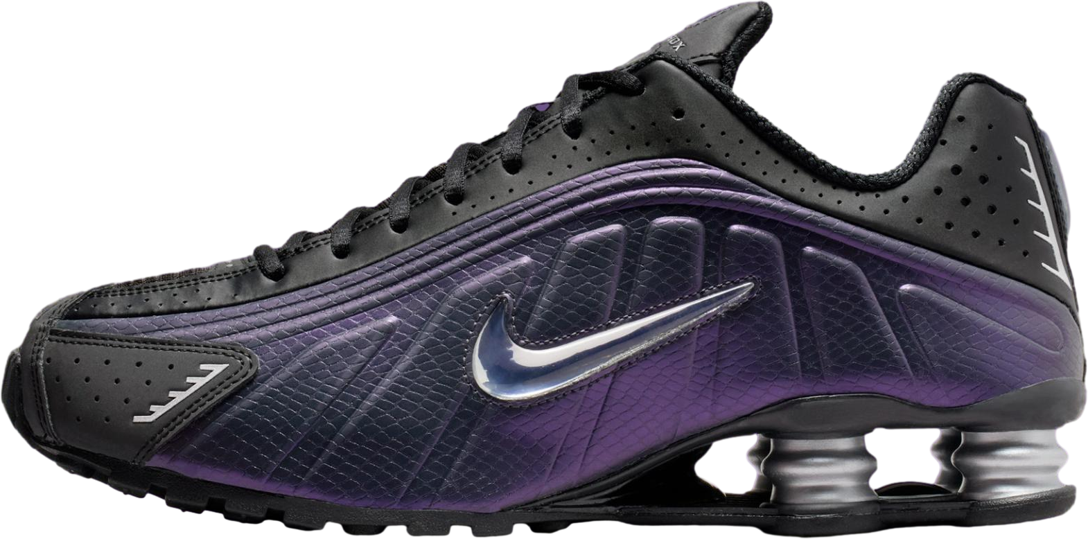 Nike Shox R4 Black / Metallic Silver / Purple Dynasty - Apr 2026 