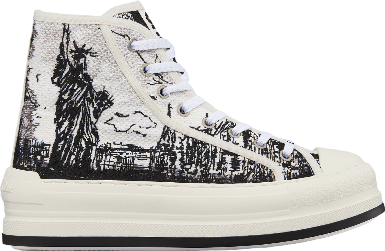 Walk n Dior High Platform WMNS Cotton Embroidered / White - Jun 